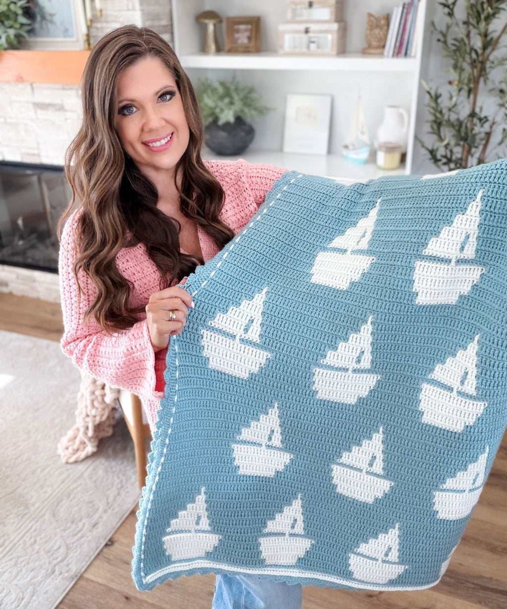 Sailboat Mosaic Baby Blanket
