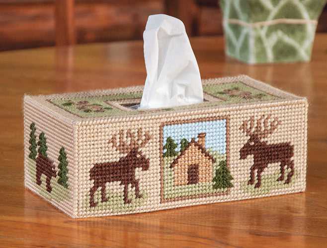 Woodland Tissue Box Cover Plastic Canvas Kit