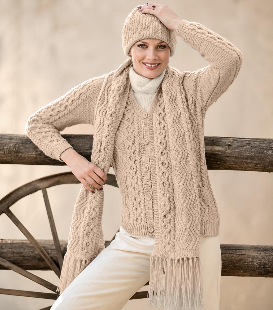 Aran Scarf and Hat Pattern