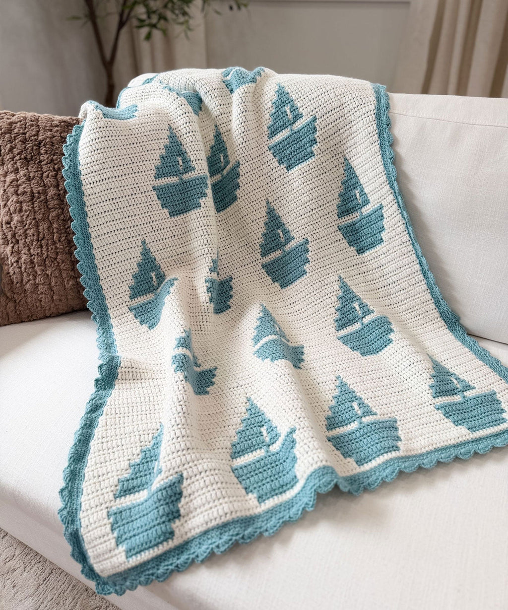 Sailboat Mosaic Baby Blanket