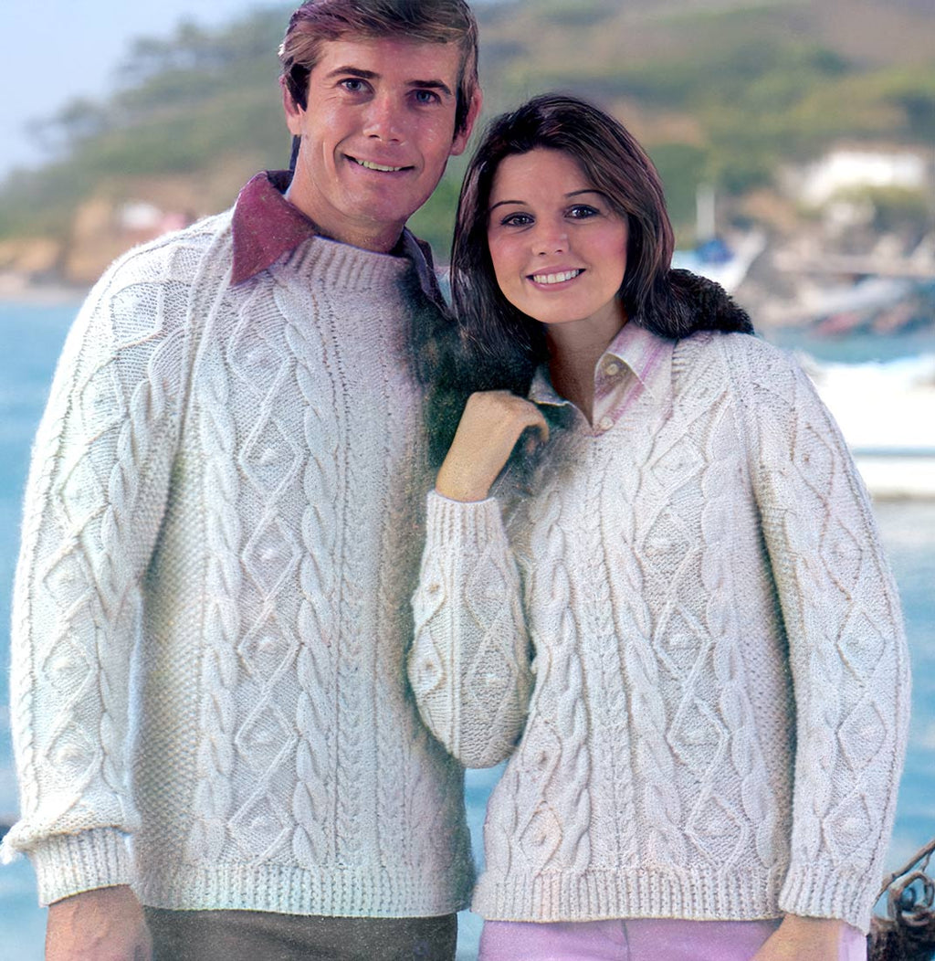 Ladies' & Teens Aran Fisherman Sweater Pattern