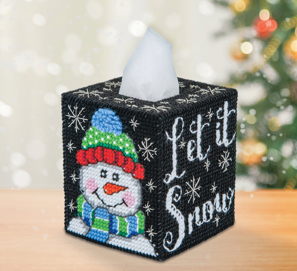 Snow Much Fun Tissue Box Cover Plastic Canvas Kit