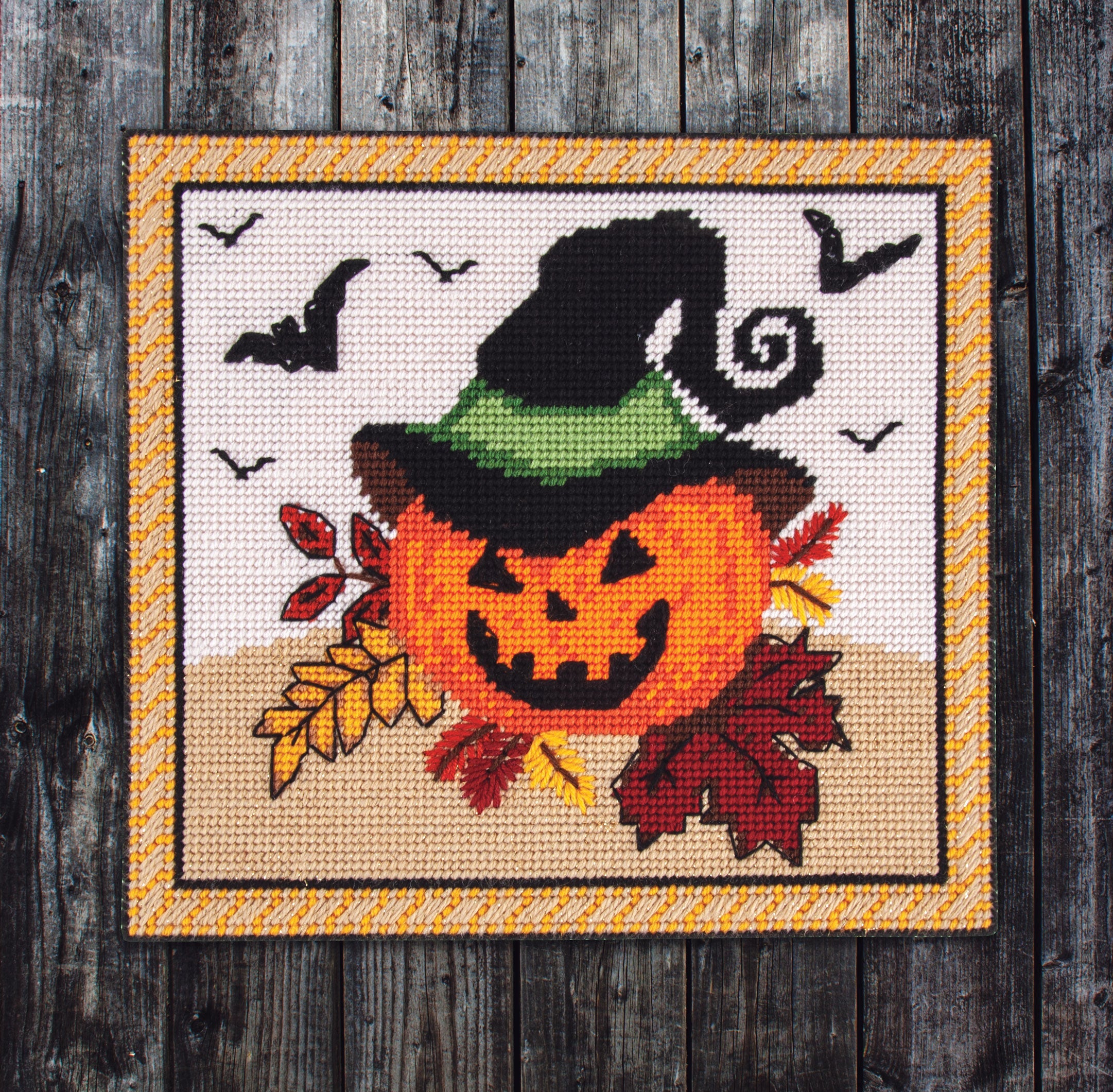 Bewitching Pumpkin Plastic Canvas Wall Hanging