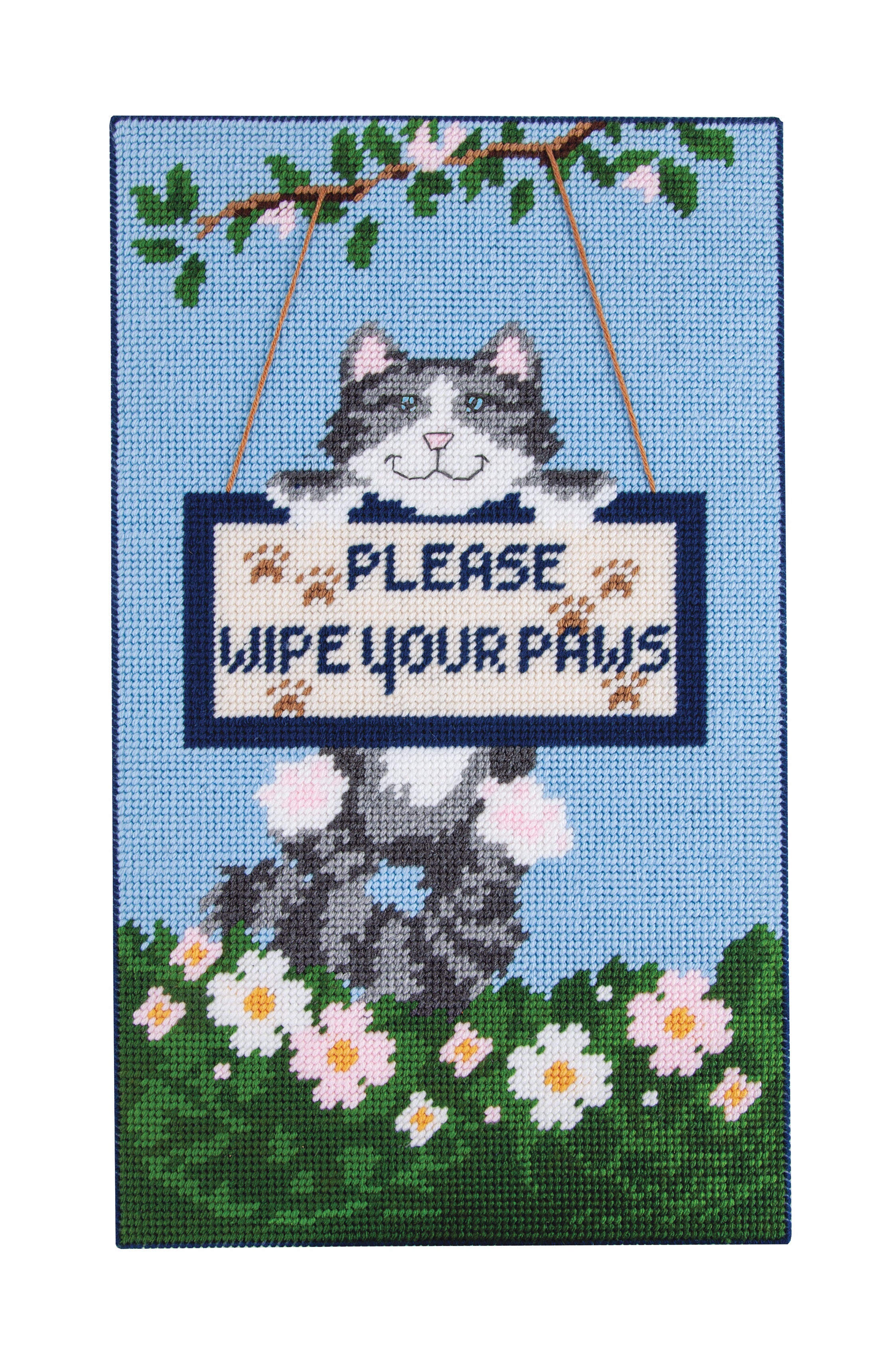 Wipe Your Paws Plastic Canvas Wall Hanging