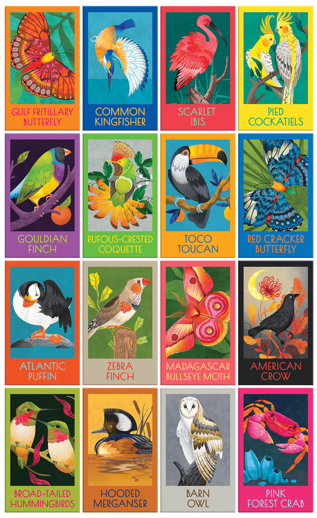 Birds Butterflies & A Crab 16 in 1 Box Set Jigsaw Puzzles