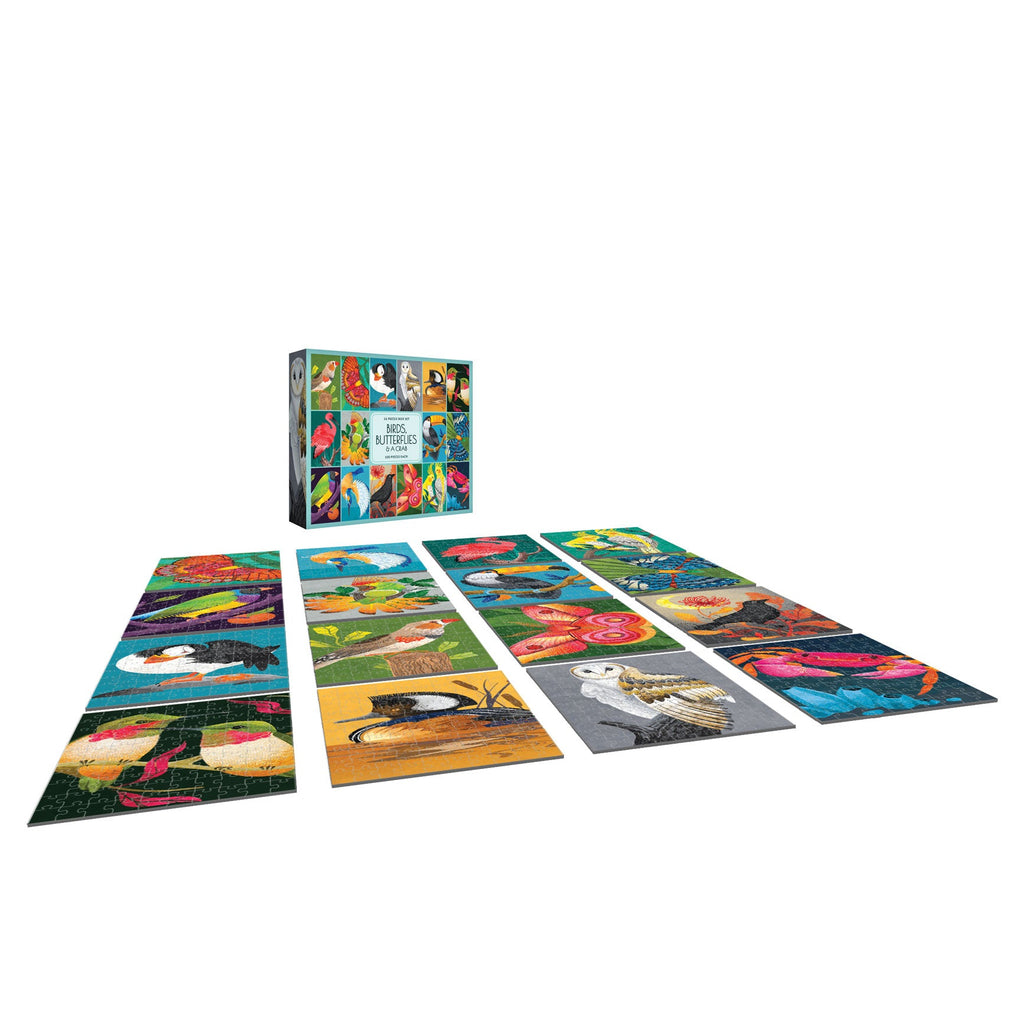 Birds Butterflies & A Crab 16 in 1 Box Set Jigsaw Puzzles