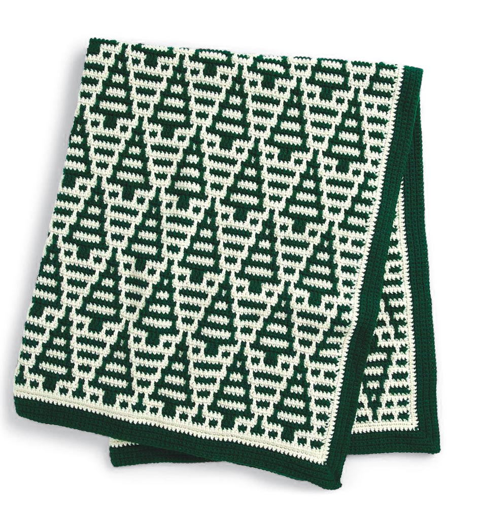 Evergreen Mosaic Crochet Blanket