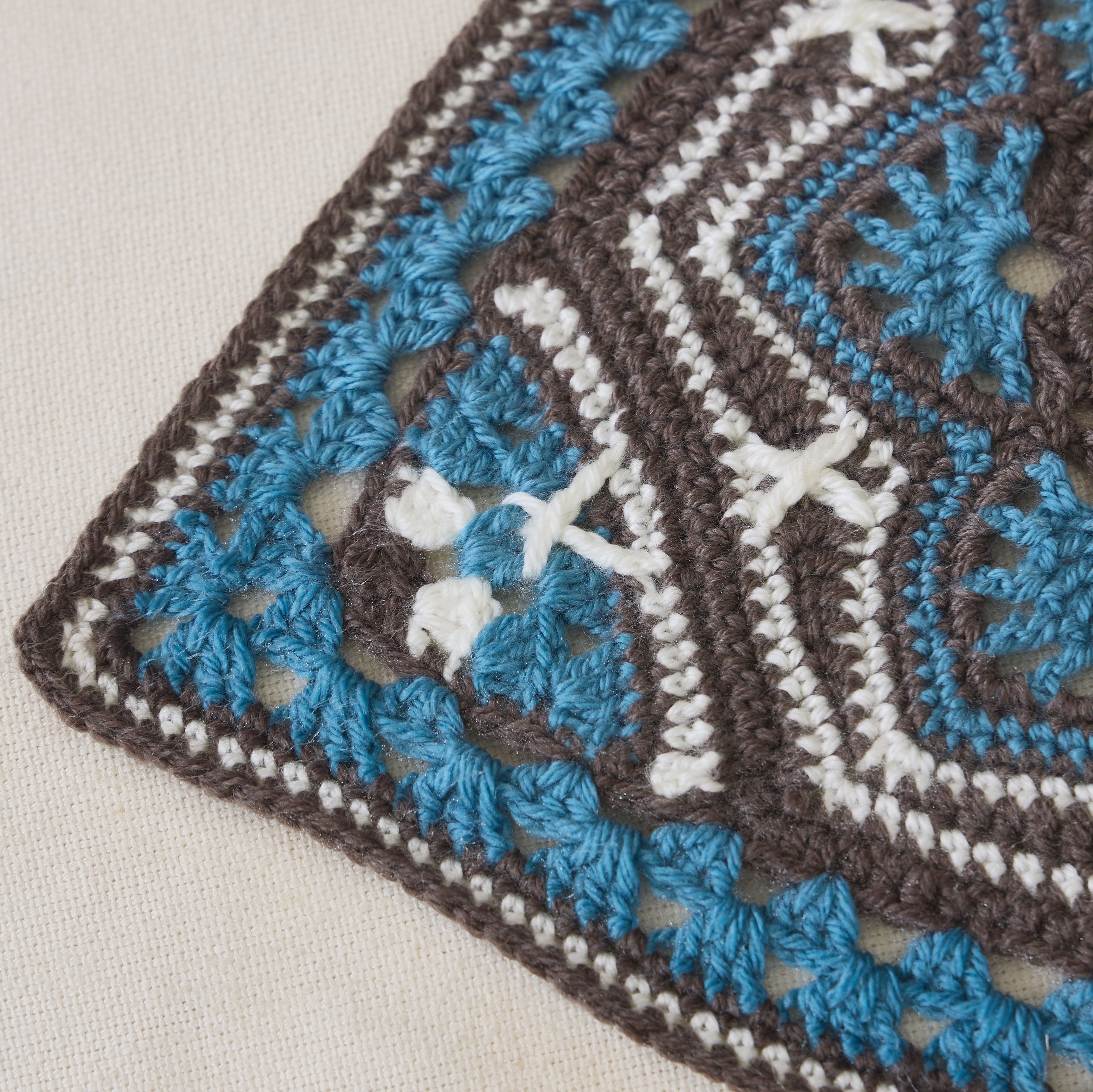 Tri-Colored Persian Tiles Crochet Blanket