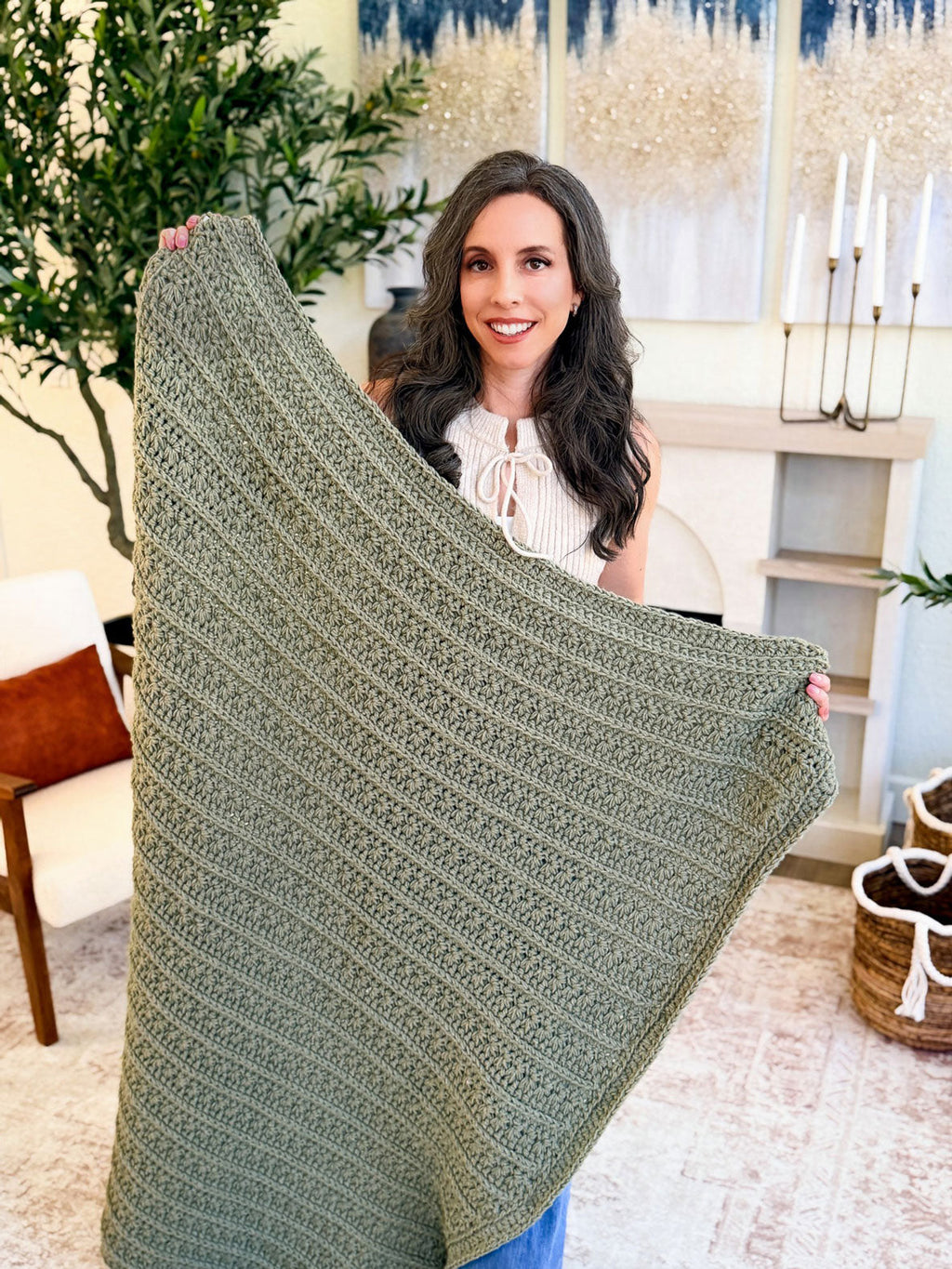Petal Loop Stitch Textured Blanket