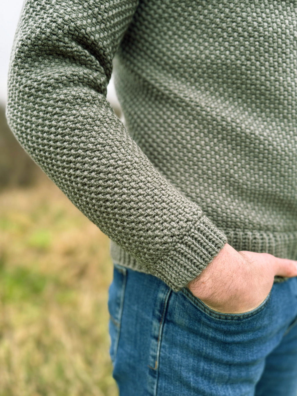 Herringbone Moss Stitch Sweater