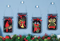 Winter Nights Plastic Canvas Mason Jar Set