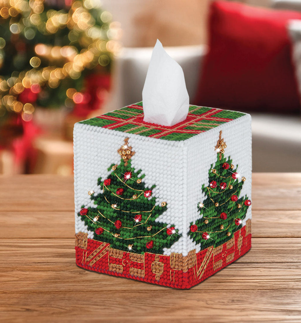 O Christmas Tree Tissue Box Cover Plastic Canvas Kit